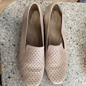 Clarks Women's Beige Perforated Loafers